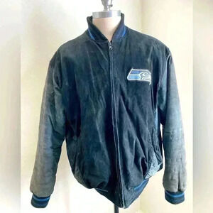 Seattle Seahawk NFL Vintage Suede Leather Bomber Jacket Men’s XL